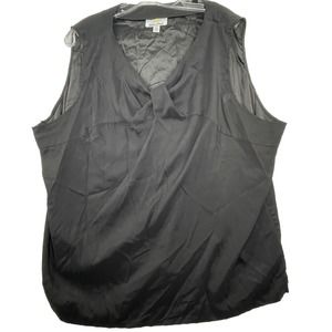 Kathleen Kirkwood Womens Plus Size 3X Solid Black Polyester Blend Sleeveless Top